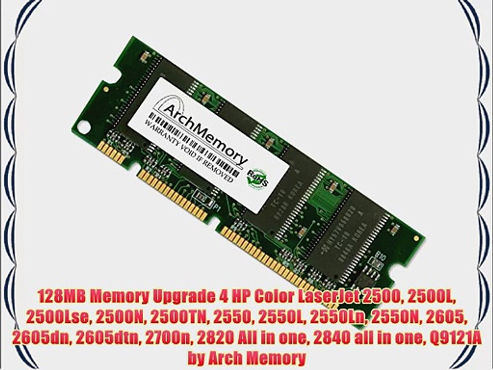 128MB Memory Upgrade 4 HP Color LaserJet 2500 2500L 2500Lse 2500N 2500TN 2550 2550L 2550Ln