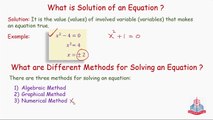 What is Solution of an equation ?