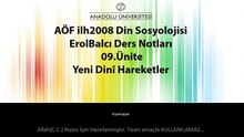 AÖF ilh2008 09.Ünite ErolBalcı - Din Sosyolojisi Ders Notları
