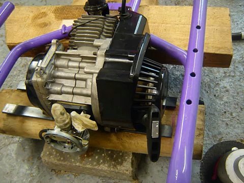 Homemade gokart Kids Kettcar Pedal Go-Kart With 49cc Mini Moto Engine driftkart build twin pedals