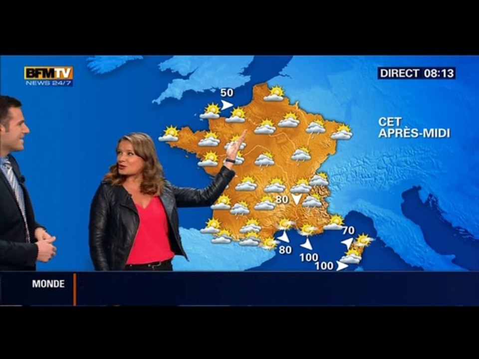 20150428 - PASCALE DE LA TOUR DU PIN s'essaie à la présentation de la météo