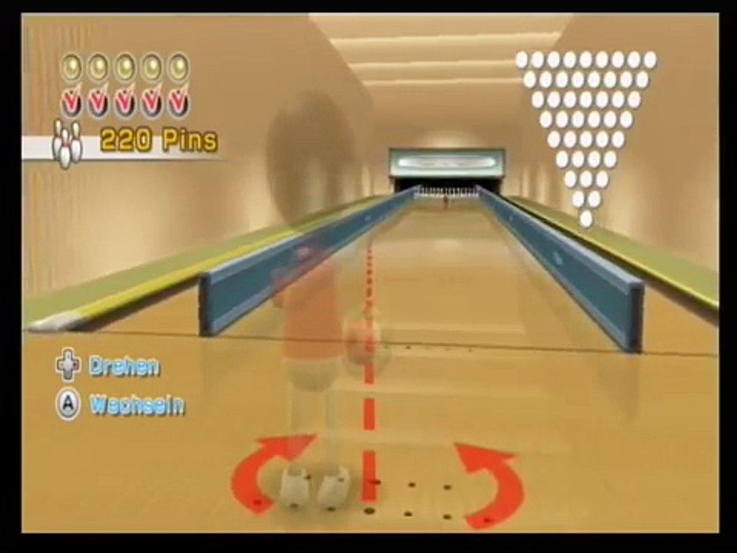 Wii Sports Bowling Wurfkraft 890 Pins Max platin