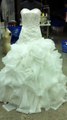 Beaded Lace Applique Sweetheart ruffled organza custom gown