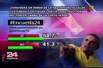 Encuesta 24: 58.7% considera error que Castañeda continuara tercer carril de Costa Verde