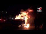 حريق سيارة شرطة أمام «الانتاج الإعلامي» والأمن يسيطر