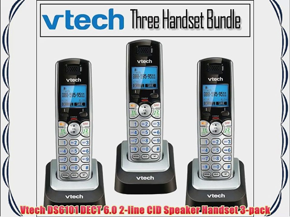 Vtech DS6101 DECT 6.0 2-line CID Speaker Handset 3-pack