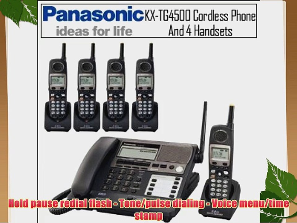 Panasonic KX-TG4500 4 Line Cord / Cordless Phone Base With 5 Handsets Bundle