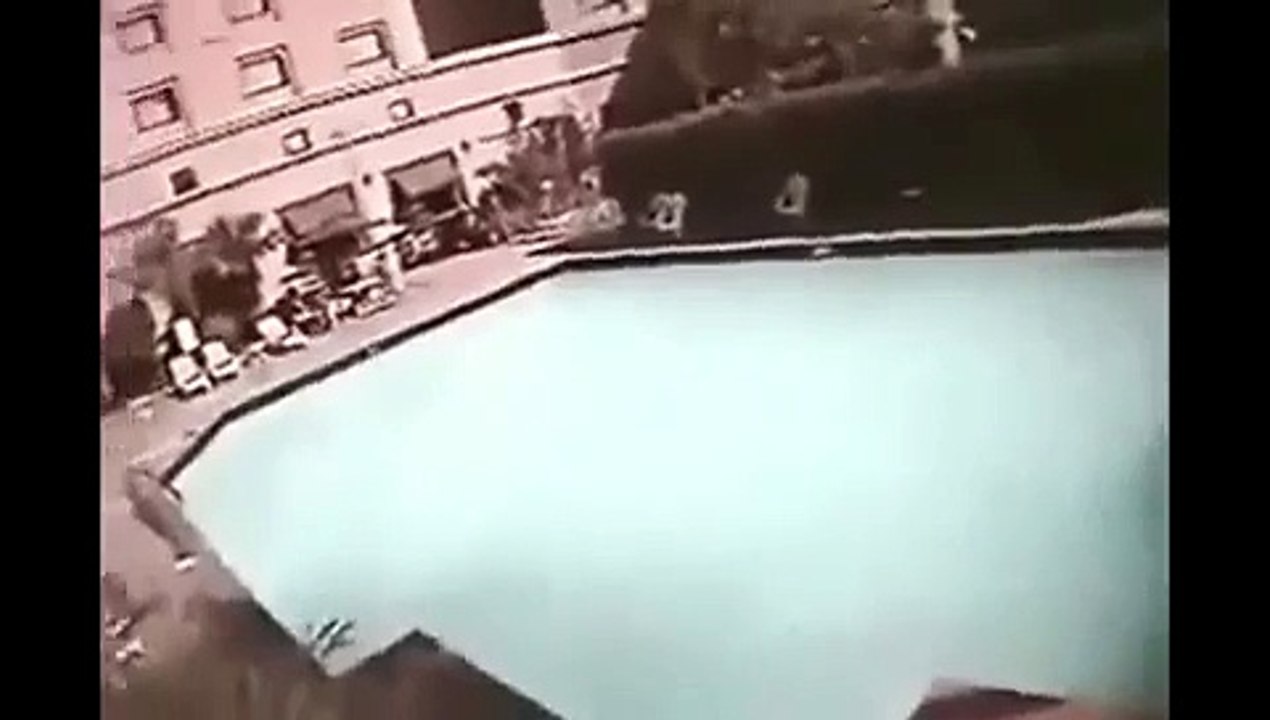 REAL CCTV Footage for Nepal earthquake-swimming pool