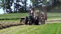 Baling hay with a John Deere 630 tractor and 336 baler.