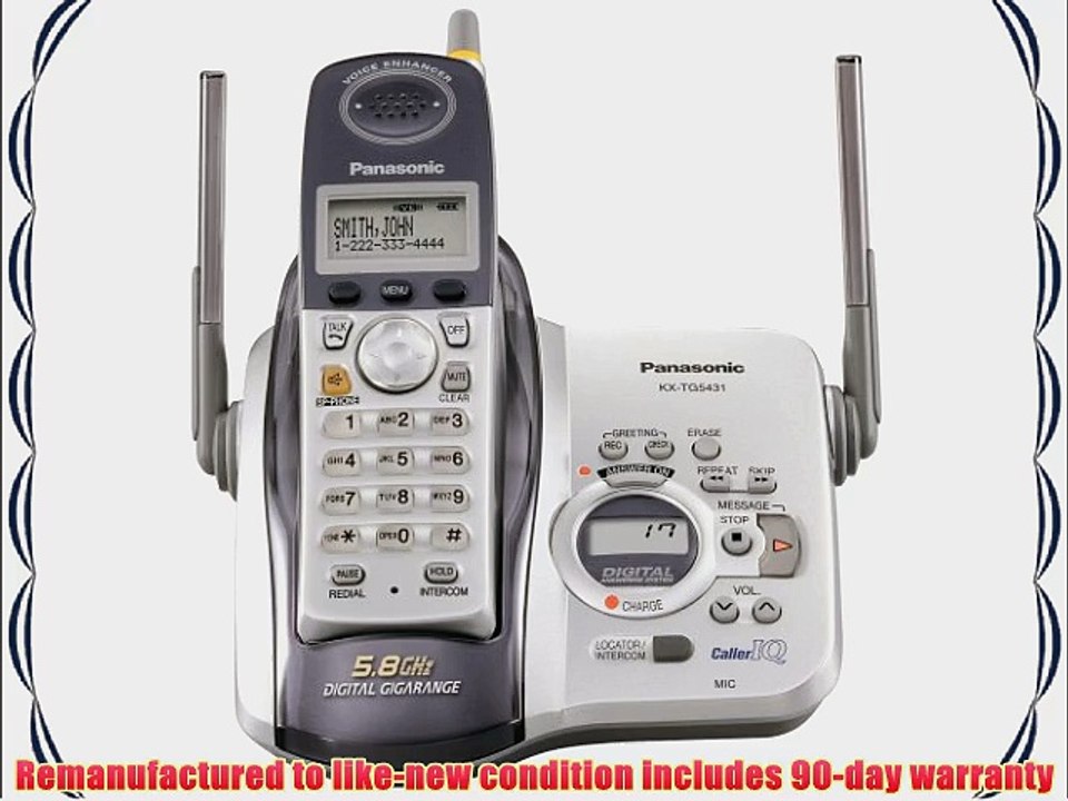 Remanufactured Panasonic KX-TG5431S 5.8 GHz FHSS GigaRange Digital Cordless Phone with Answering