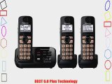 Panasonic KX-TG4733B DECT 6.0 Cordless Phone with Answering System Black 3 Handsets