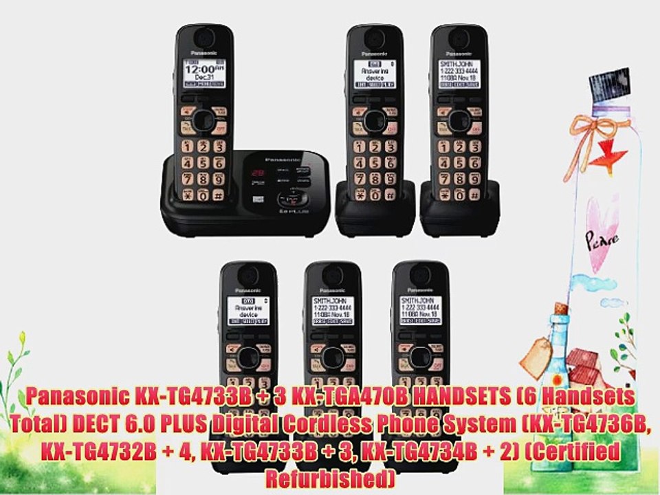 Panasonic KX-TG4733B   3 KX-TGA470B HANDSETS (6 Handsets Total) DECT 6.0 PLUS Digital Cordless