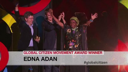 Global Citizen Festival: Jeffery Sachs and Hugh Evans present Award to Edna Adan