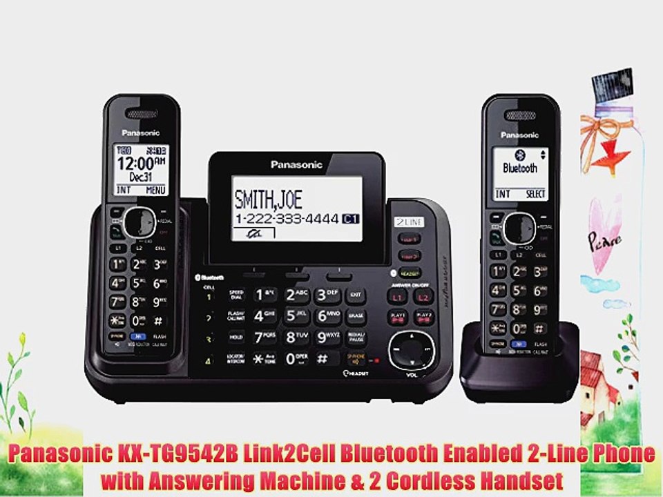 Panasonic KX-TG9542B Link2Cell Bluetooth Enabled 2-Line Phone with Answering Machine