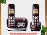Panasonic KX-TG6572R DECT 6.0 Cordless Phone with Answering System Wine Red 2 Handsets