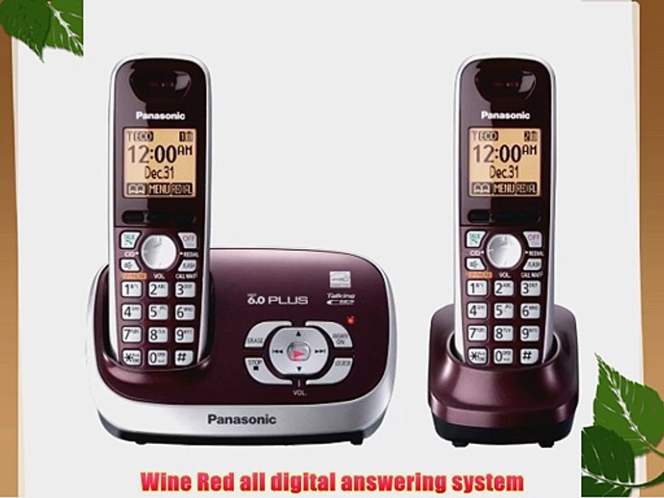 Panasonic KX-TG6572R DECT 6.0 Cordless Phone with Answering System Wine Red 2 Handsets