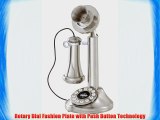 Crosley CR64-BC Candlestick Phone with Push Button Technology (Brushed Chrome)