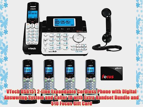 VTech DS6151 2-Line Expandable Cordless Phone with Digital Answering System and Caller ID with