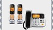 Uniden DECT 6.0 Expandable Corded/Cordless Phone with Answering System - Silver 2 Handsets