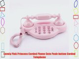 Lovely Pink Princess Corded Phone Cute Push-button Corded Telephone