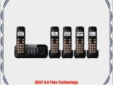 Panasonic KX-TG4745B DECT 6.0 Cordless Phone with Answering System Black 5 Handsets