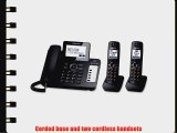 Panasonic KX-TG6672B DECT 6.0 Corded/Cordless Phone with Digital Answering System Black 2 Handsets