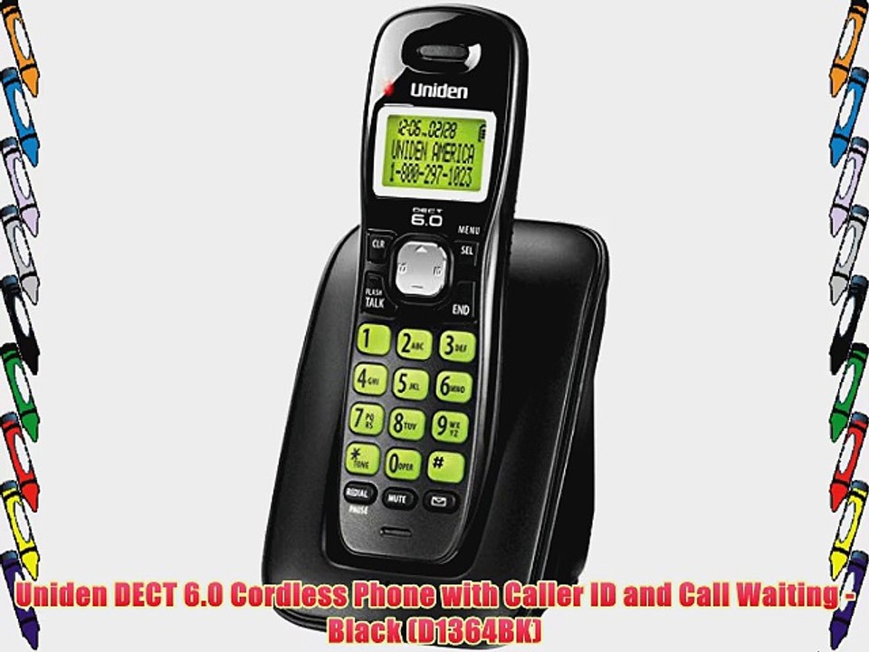 Uniden DECT 6.0 Cordless Phone with Caller ID and Call Waiting - Black (D1364BK)