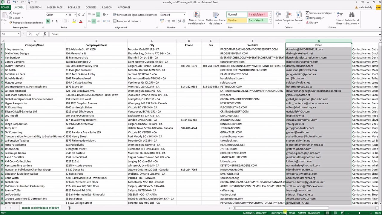 Fresh Business Emailing Database for CANADA