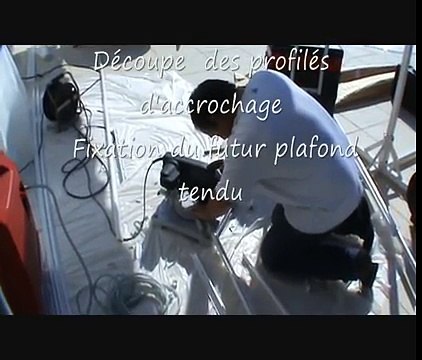 plafond tendu. Methode de pose d'un faux plafond en plafond tendu PVC .