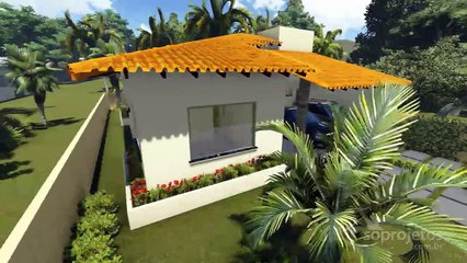 Plantas de casas - Térrea com 3 quartos e varanda gourmet - Cód. 104  - Soprojetos.com.br