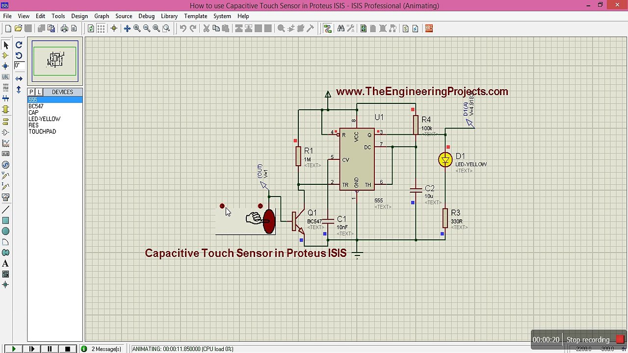 How to use Capacitive Touch Sensor in Proteus ISIS