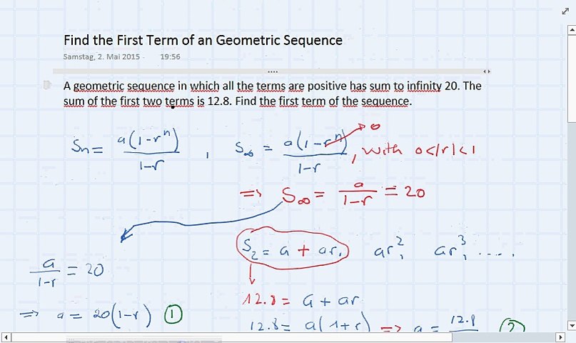 Find the First Term of a Geometric Sequence - video Dailymotion