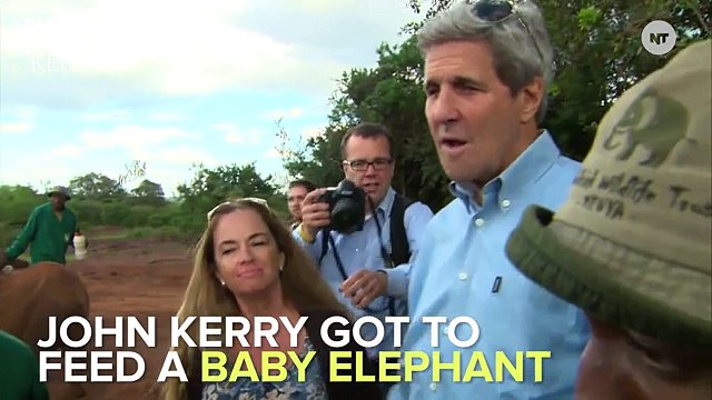 John Kerry Got To Take Selfies With Baby Elephants