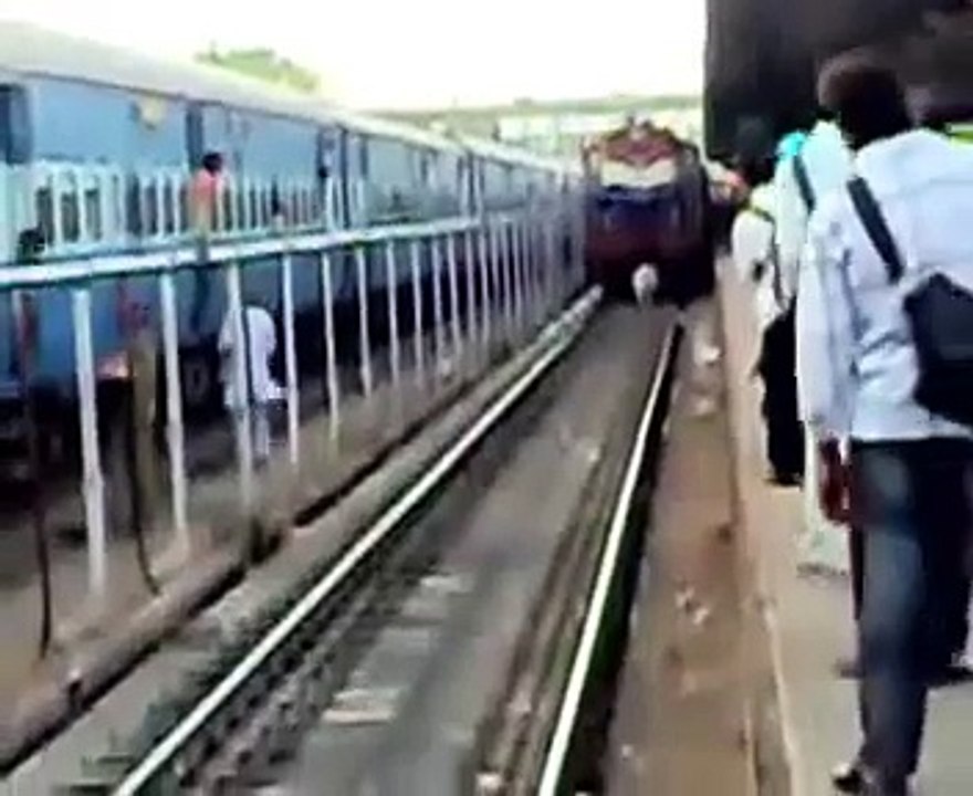 Amazing scene on a railway station to make smile