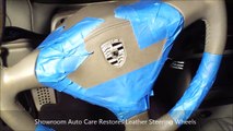 SPRAY RESTORE PORSCHE STEERING WHEEL, Leather Steering Wheel Restoration, Clean, Upholster
