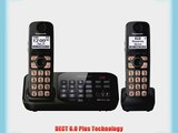 Panasonic KX-TG4742B DECT 6.0 Cordless Phone with Answering System Black 2 Handsets