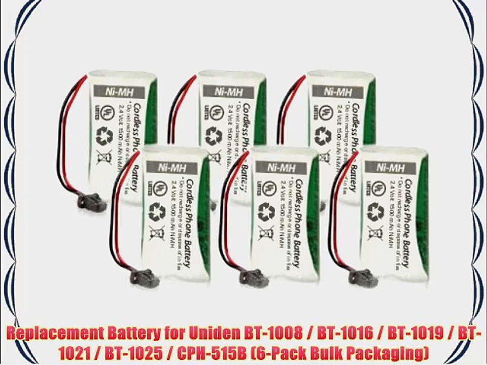 Replacement Battery for Uniden BT-1008 / BT-1016 / BT-1019 / BT-1021 / BT-1025 / CPH-515B (6-Pack