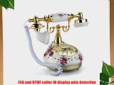 SODIAL(R) Retro Vintage Antique Style Floral Ceramic Home Decor Desk Telephone Phone