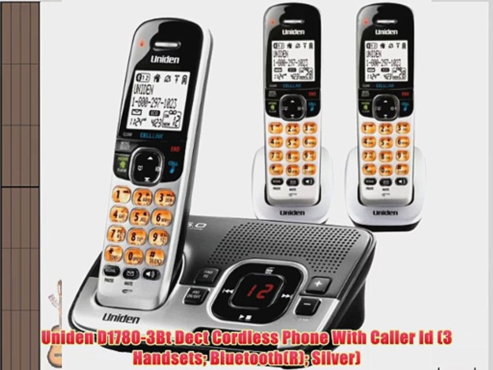 Uniden D1780-3Bt Dect Cordless Phone With Caller Id (3 Handsets Bluetooth(R) Silver)