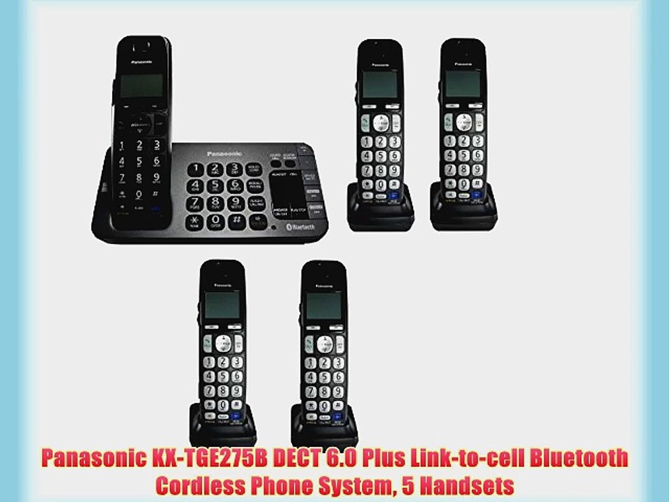 Panasonic KX-TGE275B DECT 6.0 Plus Link-to-cell Bluetooth Cordless Phone System 5 Handsets