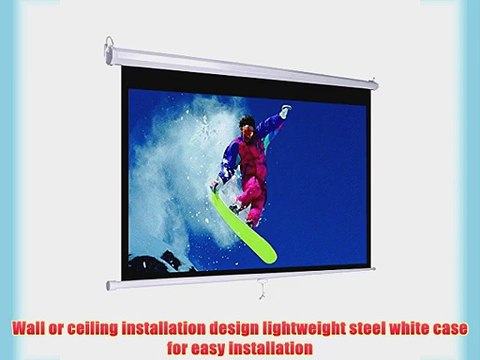 72 Inch 16:9 HD Manual Pull Down Projector Screen 36x63 Matte White Wall Mounted Home Theater