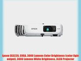 Epson EX3220 SVGA 3000 Lumens Color Brightness (color light output) 3000 Lumens White Brightness