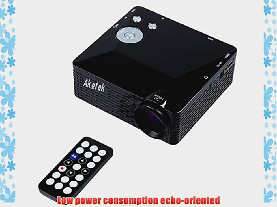 Aketek? Multimedia USB AV HDMI VGA Home Theater LED Digital Video Game Pico Mini Projector(Black)