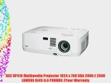 NEC NP410 Multimedia Projector 1024 x 768 XGA 2000:1 2600 LUMENS RJ45 6.6 POUNDS 2Year Warranty