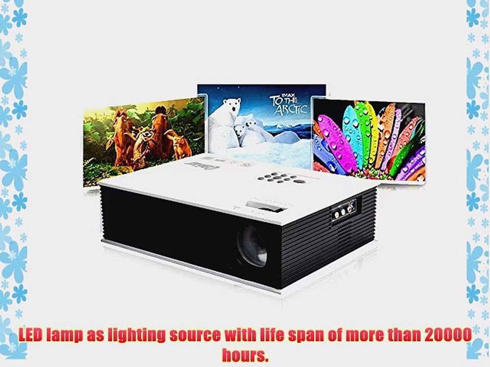 Aketek? Full HD Multimedia LED LCD Portable Projector HDMI AV VGA Port USB - White 50'~120'Mini1500Lm