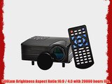 Aketek 1080P LED Protable Projector HD PC AV VGA USB HDMI(Black)