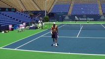 07 26 09 Tommy Haas practicing backhand at 2009 LA tennis Open with his coach