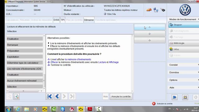 13/16 Effacement de la memoire d'evenements des calculateurs avec ODIS