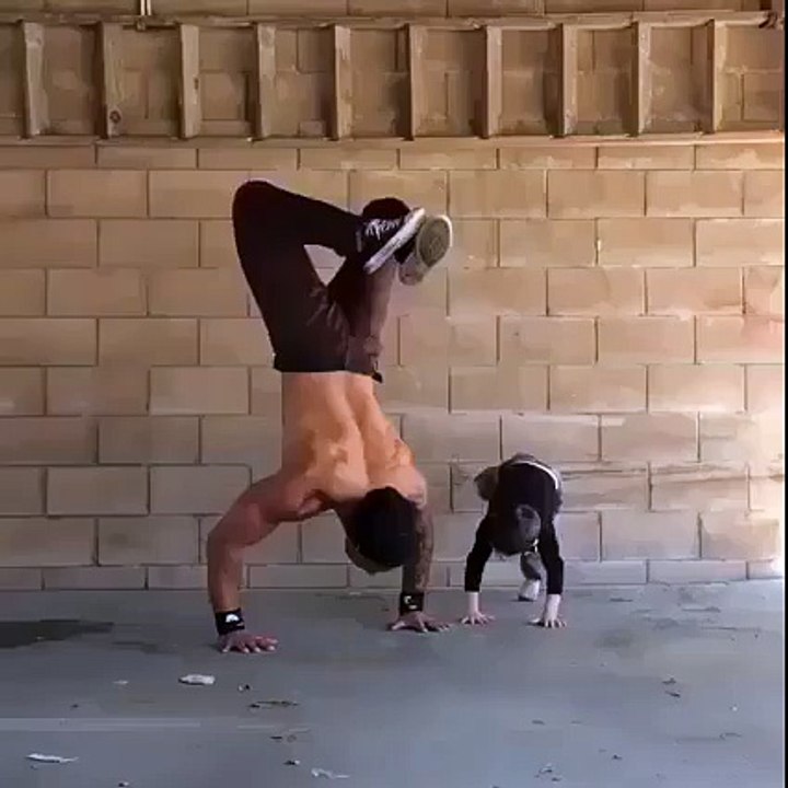 Workout with cute Son