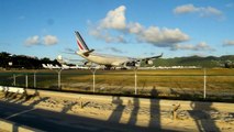 Take off Jet blast - St. Maarten, Maho Beach - Air France Airbus 340